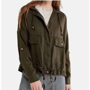 Urban Outfitters Pepita Drawstring Utility Military Style Jacket
